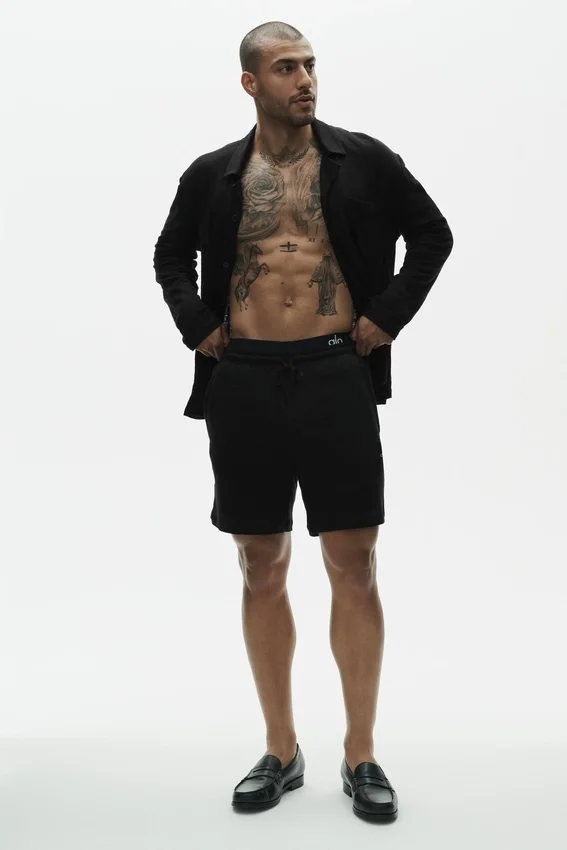 Camisa de manga larga de jersey de lino «Coastal» con botones - Negro