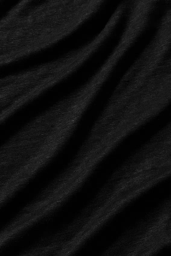 Camisa de manga larga de jersey de lino «Coastal» con botones - Negro