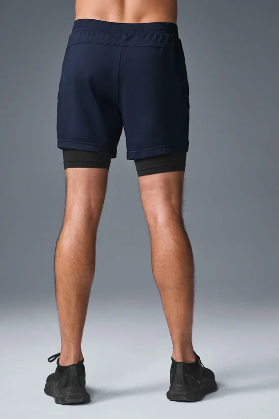 Pantalones cortos Conquer React 2 en 1 de alto rendimiento - Azul marino/Negro