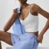 Pantalones cortos «Daylight» a rayas finas — Azul Provenza claro/Blanco
