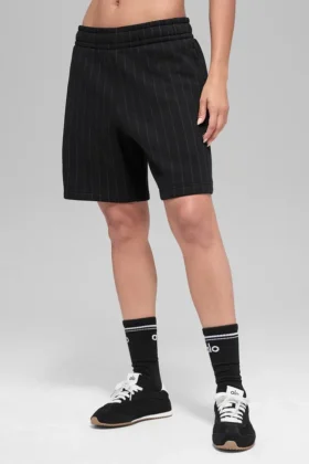 Pantalones cortos de 7" con rayas finas - Rayas finas negras