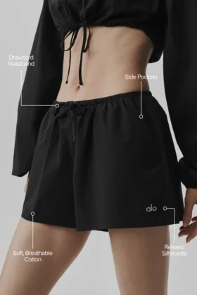 Pantalones cortos de algodón High-Waist «Real Deal» – Negro