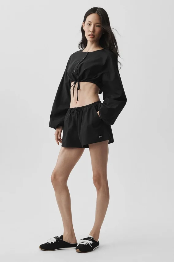 Pantalones cortos de algodón High-Waist «Real Deal» - Negro