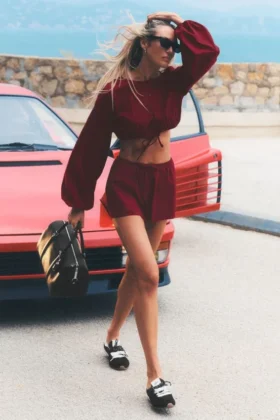 Pantalones cortos de algodón High-Waist «Real Deal» - Rojo «Summer Romance»