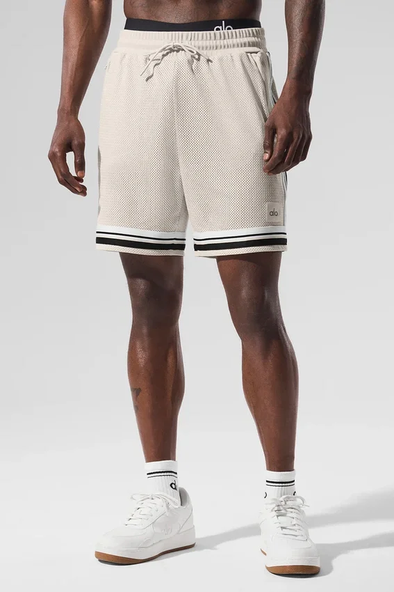 Pantalones cortos de baloncesto de malla Key de 7" - Color hueso