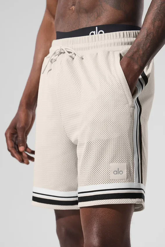 Pantalones cortos de baloncesto de malla Key de 7" - Color hueso