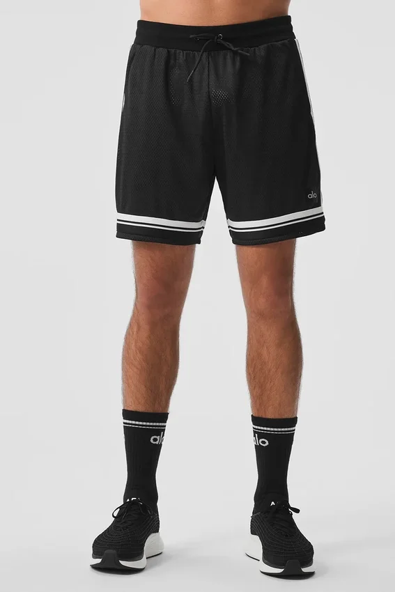 Pantalones cortos de baloncesto de malla «Key» de 7" - Negro