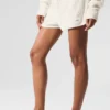 Pantalones cortos de cachemira High-Waist con tejido de gofre mullido - Marfil