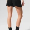 Pantalones cortos de cachemira High-Waist con tejido de gofre mullido - Negro