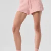 Pantalones cortos de cachemira High-Waist con tejido de gofre mullido - Rosa cuarzo