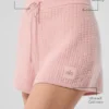 Pantalones cortos de cachemira High-Waist con tejido de gofre mullido - Rosa cuarzo