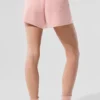 Pantalones cortos de cachemira High-Waist con tejido de gofre mullido - Rosa cuarzo