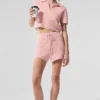 Pantalones cortos de cachemira High-Waist con tejido de gofre mullido - Rosa cuarzo