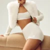Pantalones cortos de cachemira High-Waist «Embrace» - Marfil