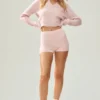 Pantalones cortos de cachemira High-Waist Embrace - Rosa escarchado