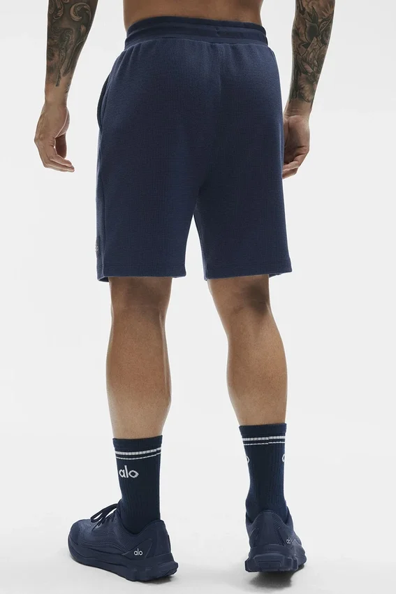 Pantalones cortos de chándal de punto waffle de 7" - Azul marino