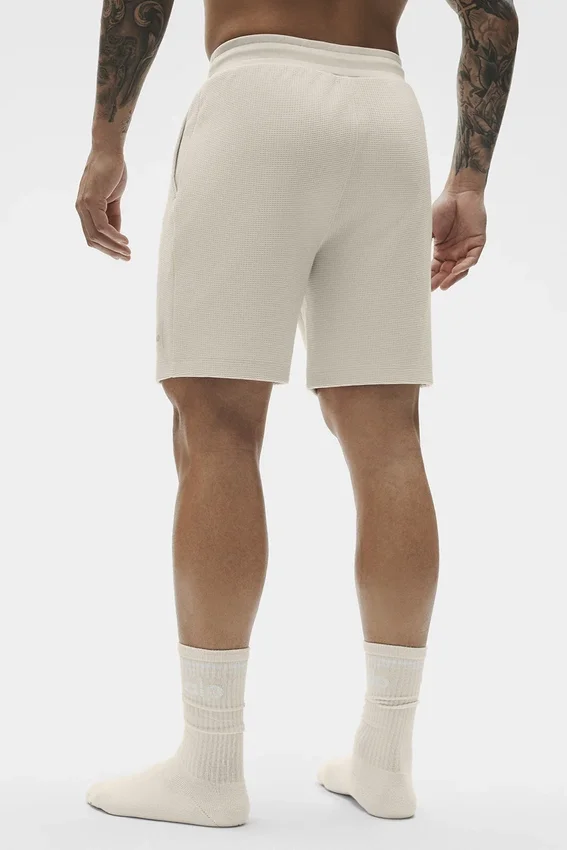 Pantalones cortos de chándal de punto waffle de 7" - Color hueso