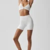 Pantalones cortos de ciclista High-Waist con estampado Airbrush de 5" - Blanco