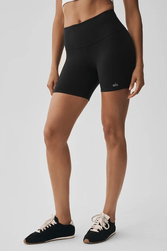 Pantalones cortos de ciclista High-Waist con estampado Airbrush de 5" - Negro
