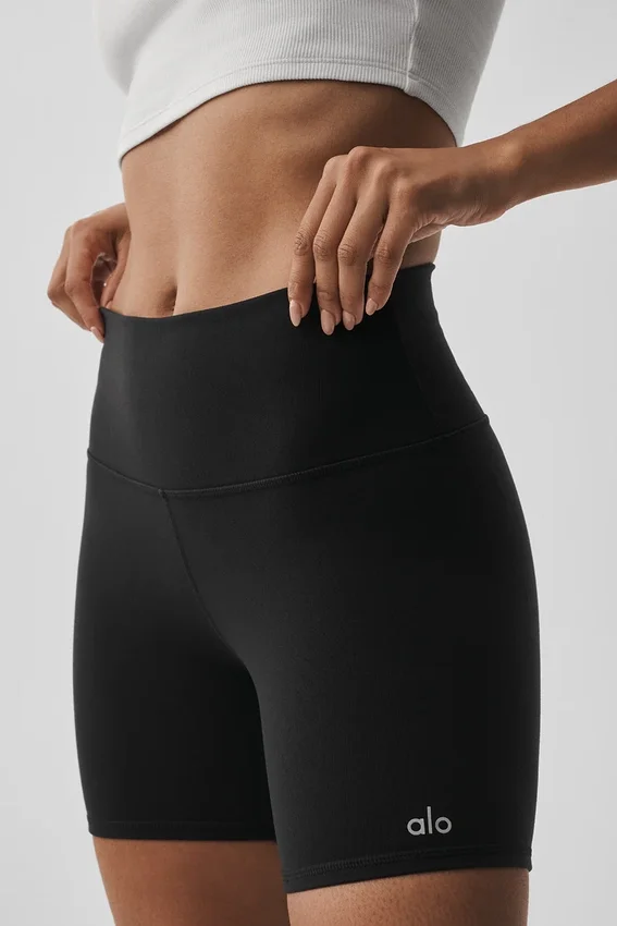 Pantalones cortos de ciclista High-Waist con estampado Airbrush de 5" - Negro