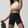 Pantalones cortos de ciclista High-Waist con estampado Airbrush de 5" - Negro