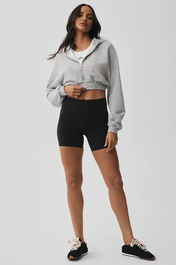 Pantalones cortos de ciclista High-Waist con estampado Airbrush de 5" - Negro