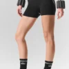 Pantalones cortos de cintura alta «Heart Throb» con estampado Airbrush de 4" - Negro/Blanco