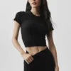 Pantalones cortos de manga corta acanalados sin costuras - Negro