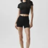 Pantalones cortos de manga corta acanalados sin costuras - Negro