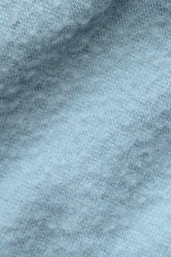 Pantalones cortos de manga corta, corte cropped, sin costuras, cálidos y afelpados para el invierno - Azul celeste