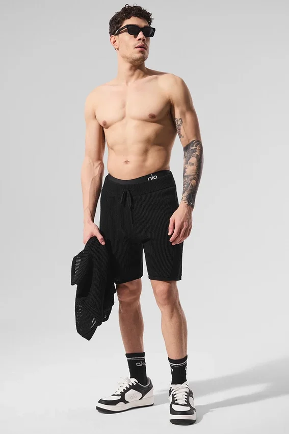 Pantalones cortos de punto abierto - Negro