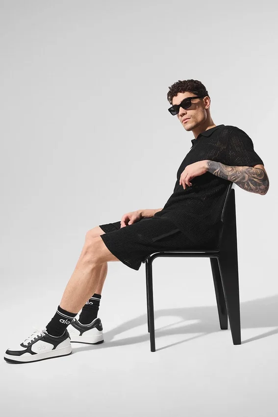 Pantalones cortos de punto abierto - Negro
