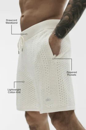 Pantalones cortos de punto Coastline de 7″ – Marfil