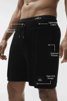 Pantalones cortos de punto Coastline de 7″ – Negro