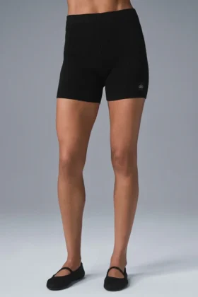 Pantalones cortos de punto High-Waist - Negro