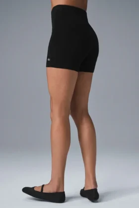 Pantalones cortos de punto High-Waist – Negro