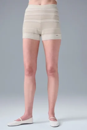 Pantalones cortos de punto High-Waist «Sport Play» - Marfil/Alabastro