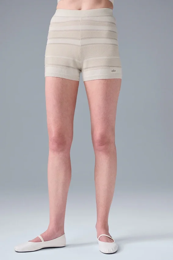 Pantalones cortos de punto High-Waist «Sport Play» - Marfil/Alabastro