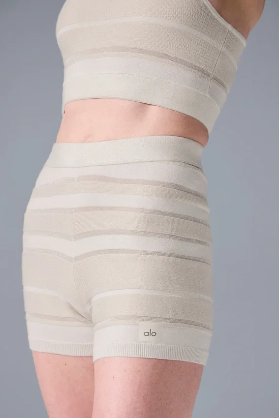 Pantalones cortos de punto High-Waist «Sport Play» - Marfil/Alabastro