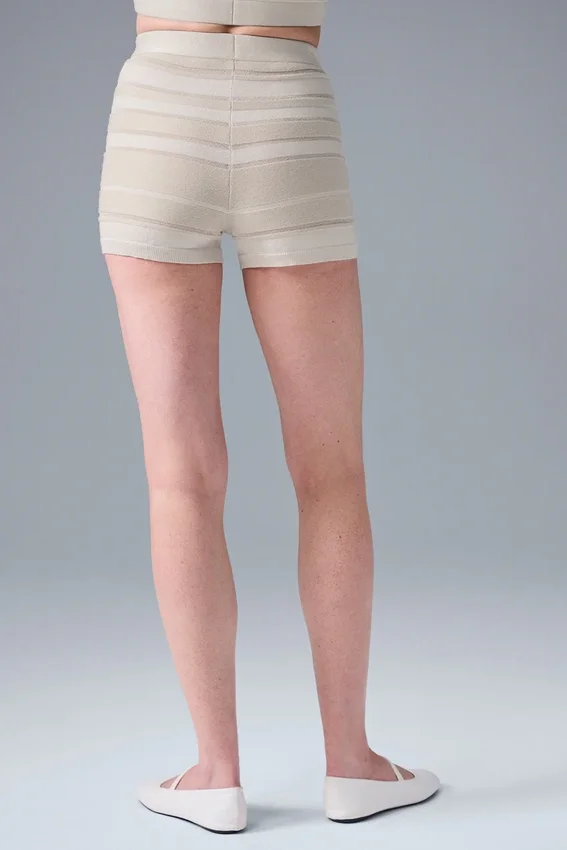 Pantalones cortos de punto High-Waist «Sport Play» - Marfil/Alabastro