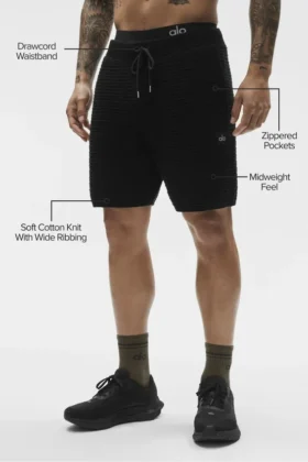 Pantalones cortos de punto recto de 5″ – Negro