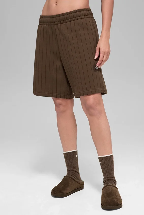 Pantalones cortos de rayas finas de 7" — Rayas finas color espresso