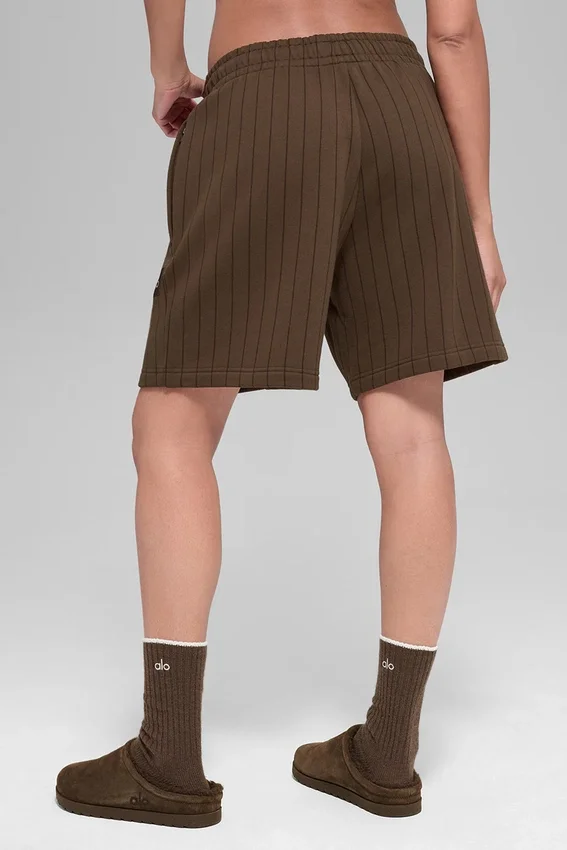 Pantalones cortos de rayas finas de 7" — Rayas finas color espresso