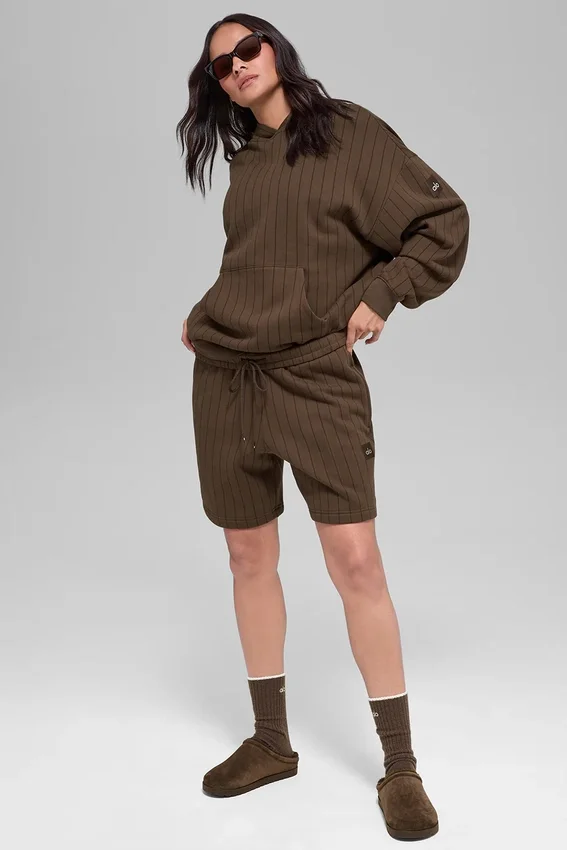 Pantalones cortos de rayas finas de 7" — Rayas finas color espresso