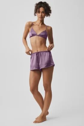 Pantalones cortos de seda Luminous - Plum Kiss