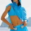 Pantalones cortos de talle medio «Go Time» — Azul celeste