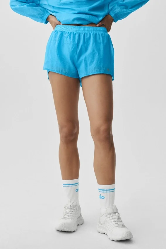 Pantalones cortos de talle medio «Go Time» — Azul celeste
