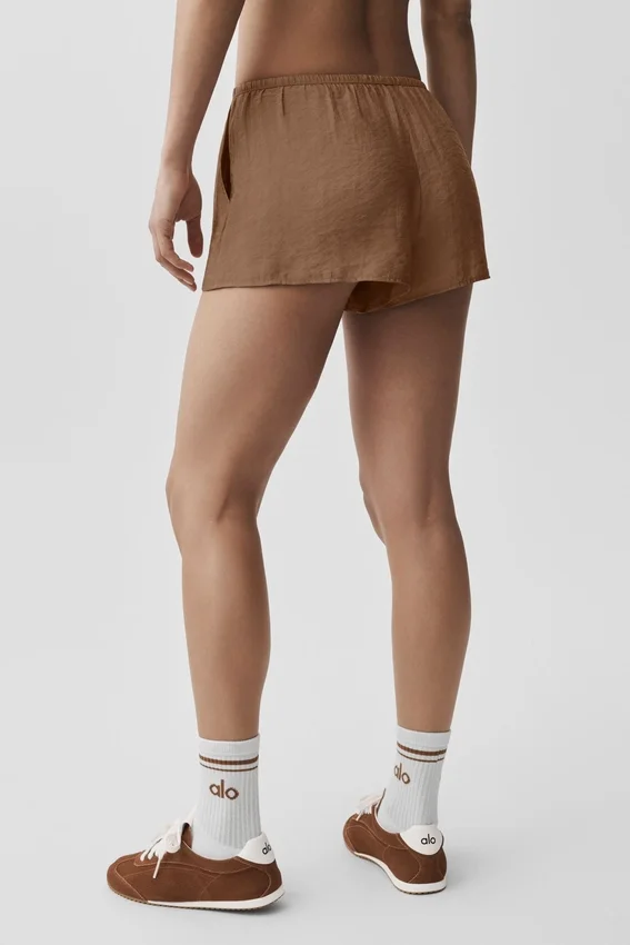 Pantalones cortos de talle medio «Golden Hour» semitransparentes - Marrón «Sun Kissed»