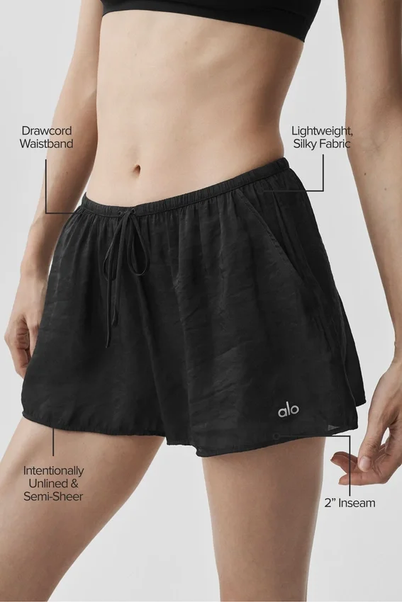 Pantalones cortos de talle medio «Golden Hour» semitransparentes — Negro