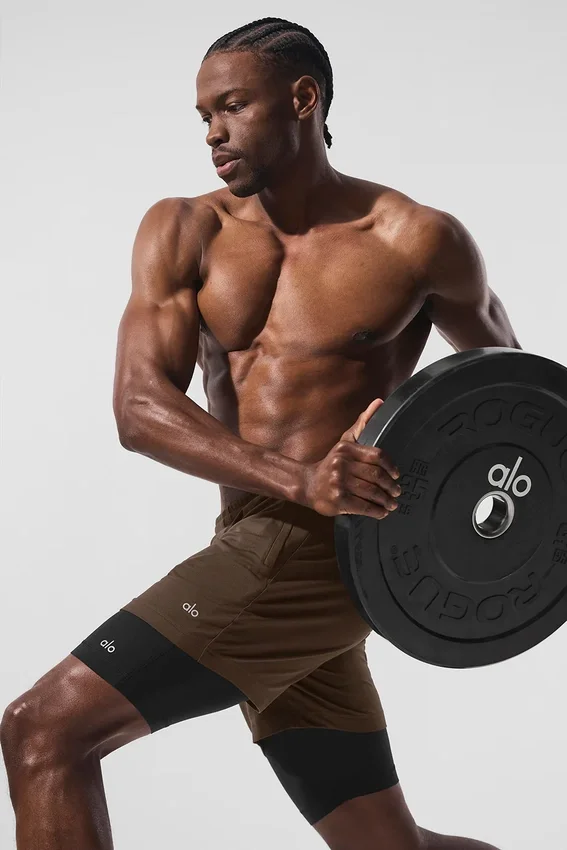 Pantalones cortos deportivos 2 en 1 Conquer React - Espresso/Negro